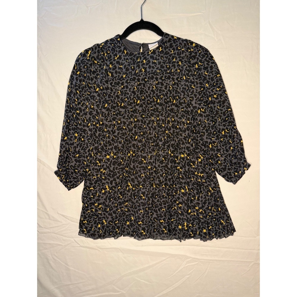 boboli girls sz 7 pleated animal print black/grey/yellow dress party perfection‎
